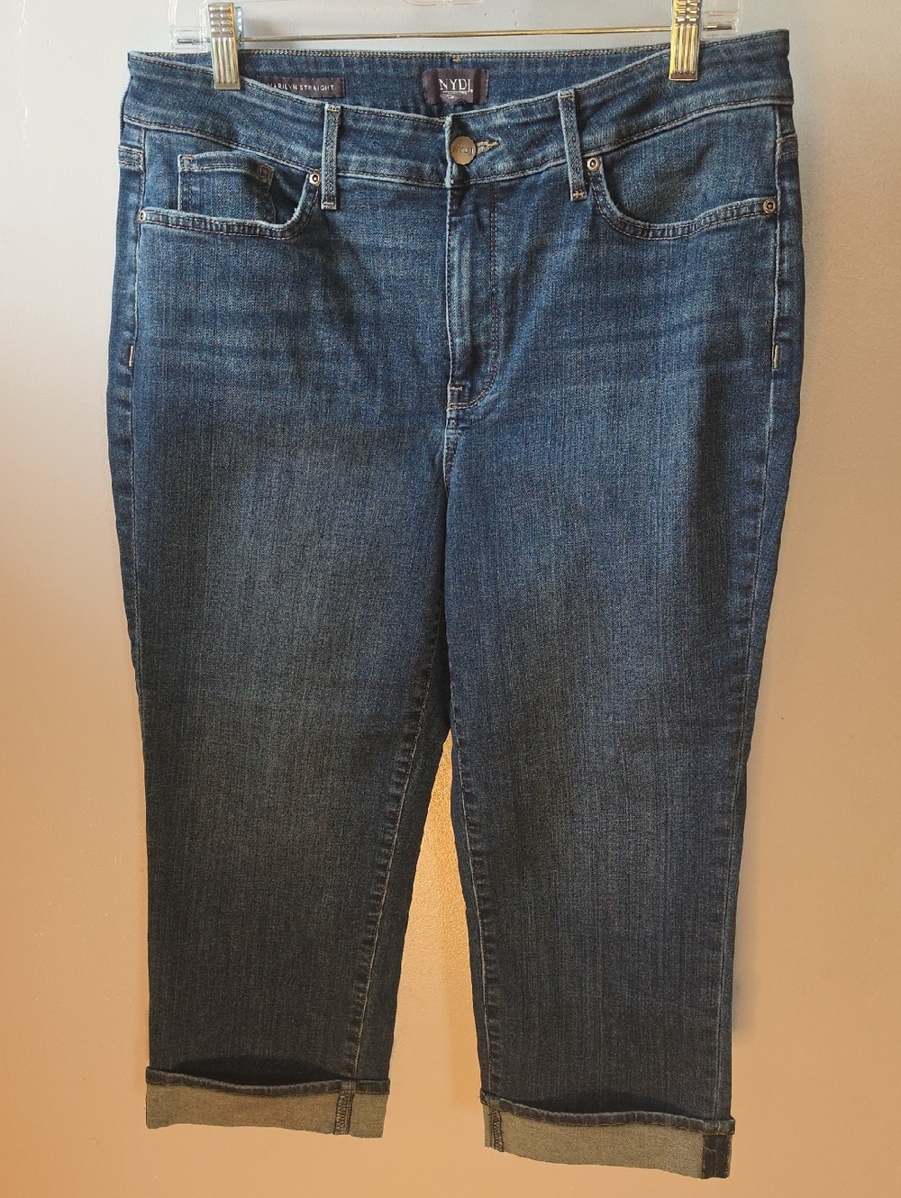 NYDJ Women's Dark Blue Straight-Leg Denim Capri Jeans - Picture 1 of 4